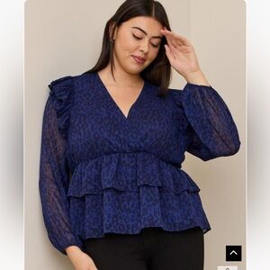 NWT Chiffon Ruffled Surplice Crop Top